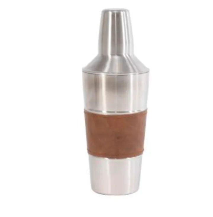 Silver / leather cocktail shaker