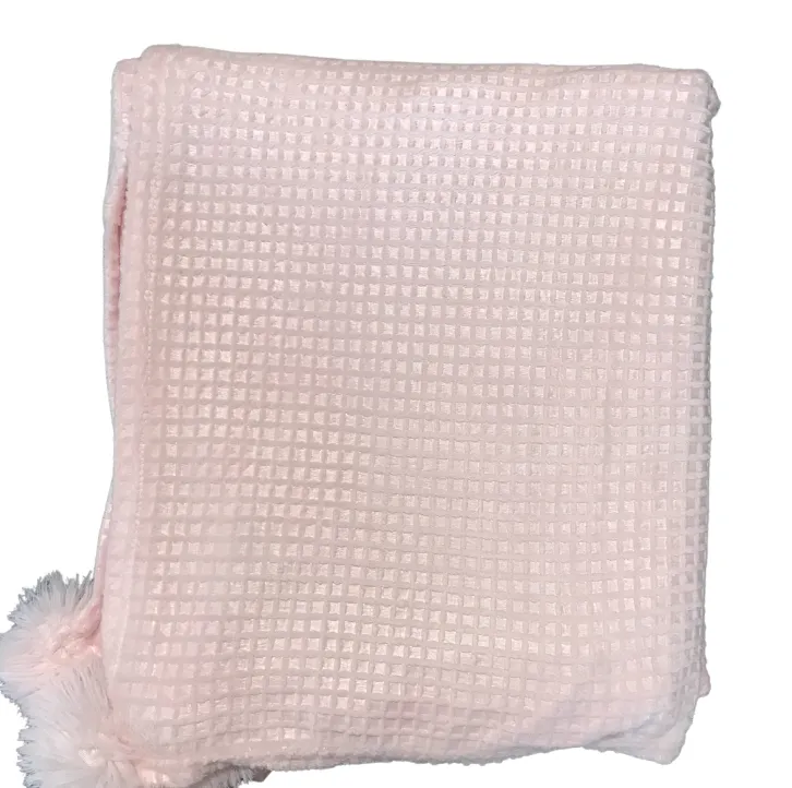 Pink pom pom throw