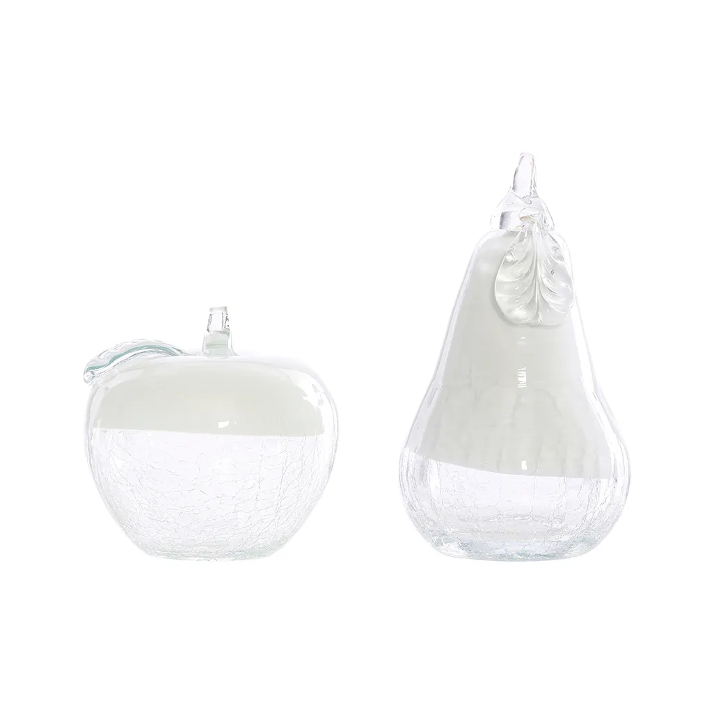 White glass apple & pear