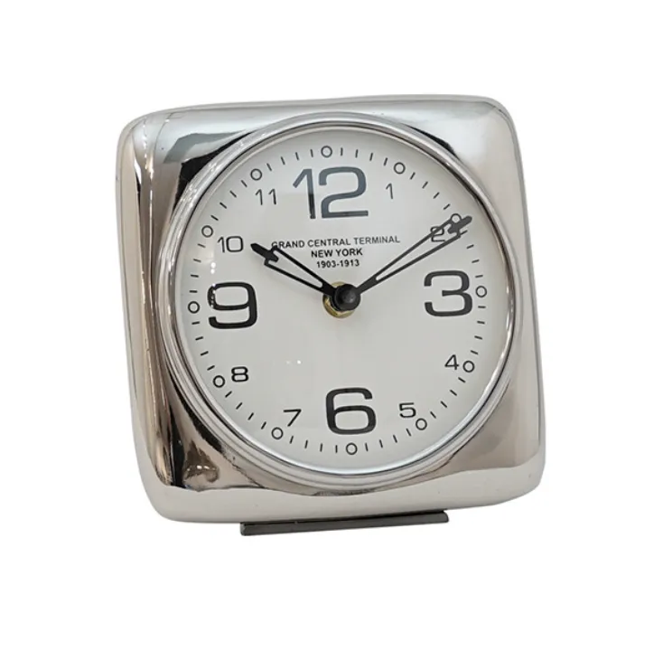 Desk clock - metal square grand central