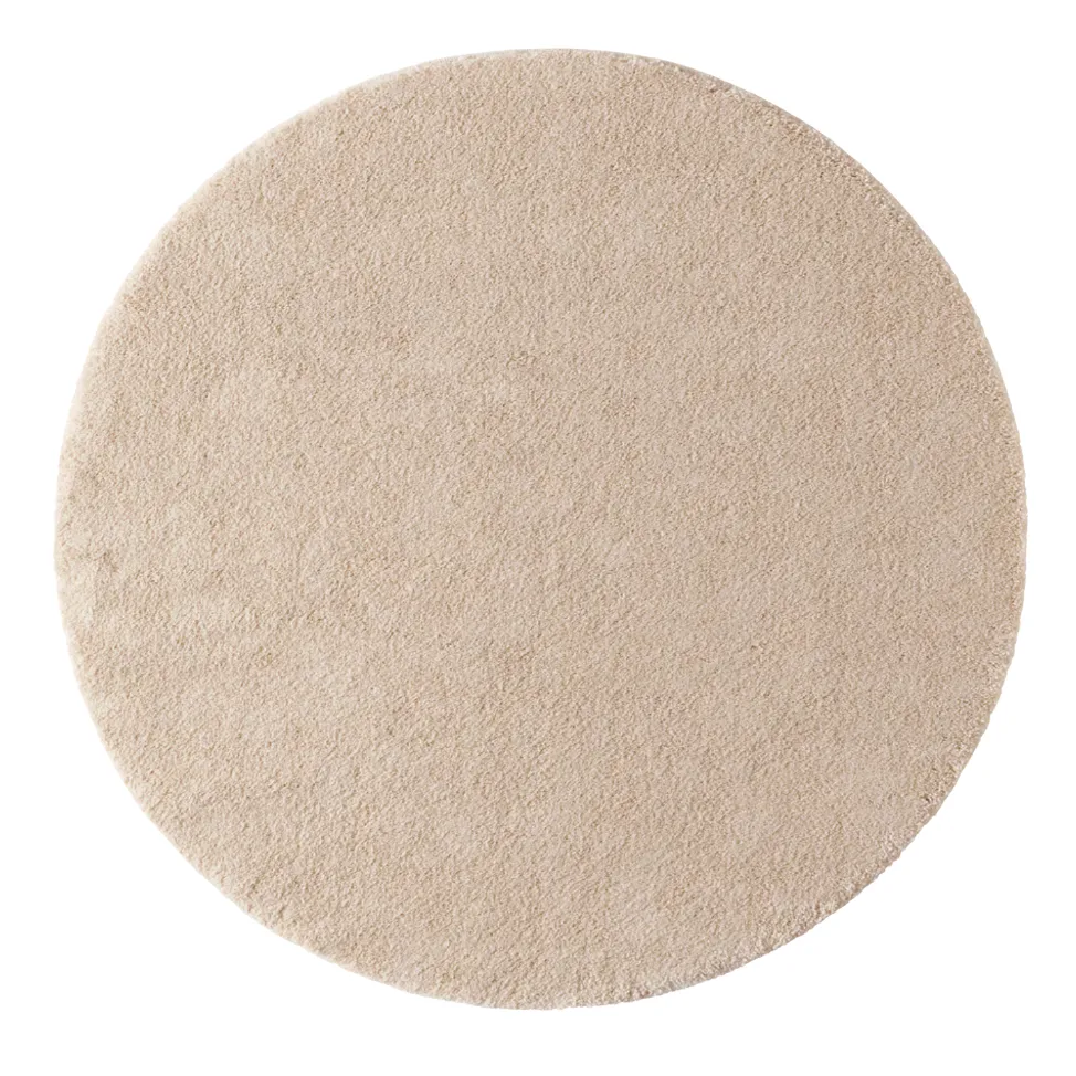 Round Low Pile Off White Rug