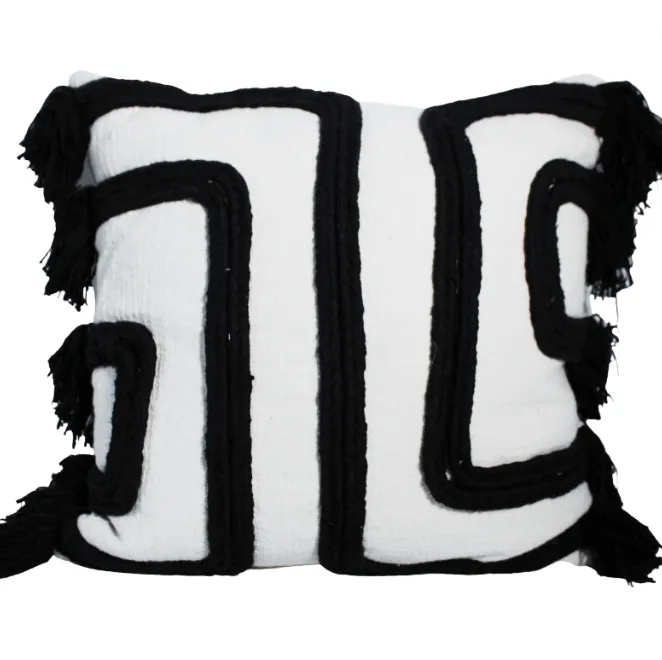 Black piping feather cushion