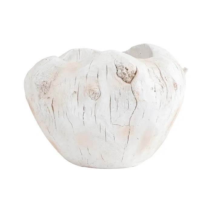 Resin whitewash wide vase