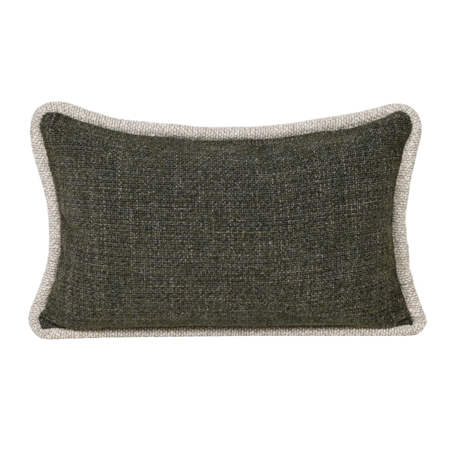 Woven Moss with Cream Trim Lumber Cushion