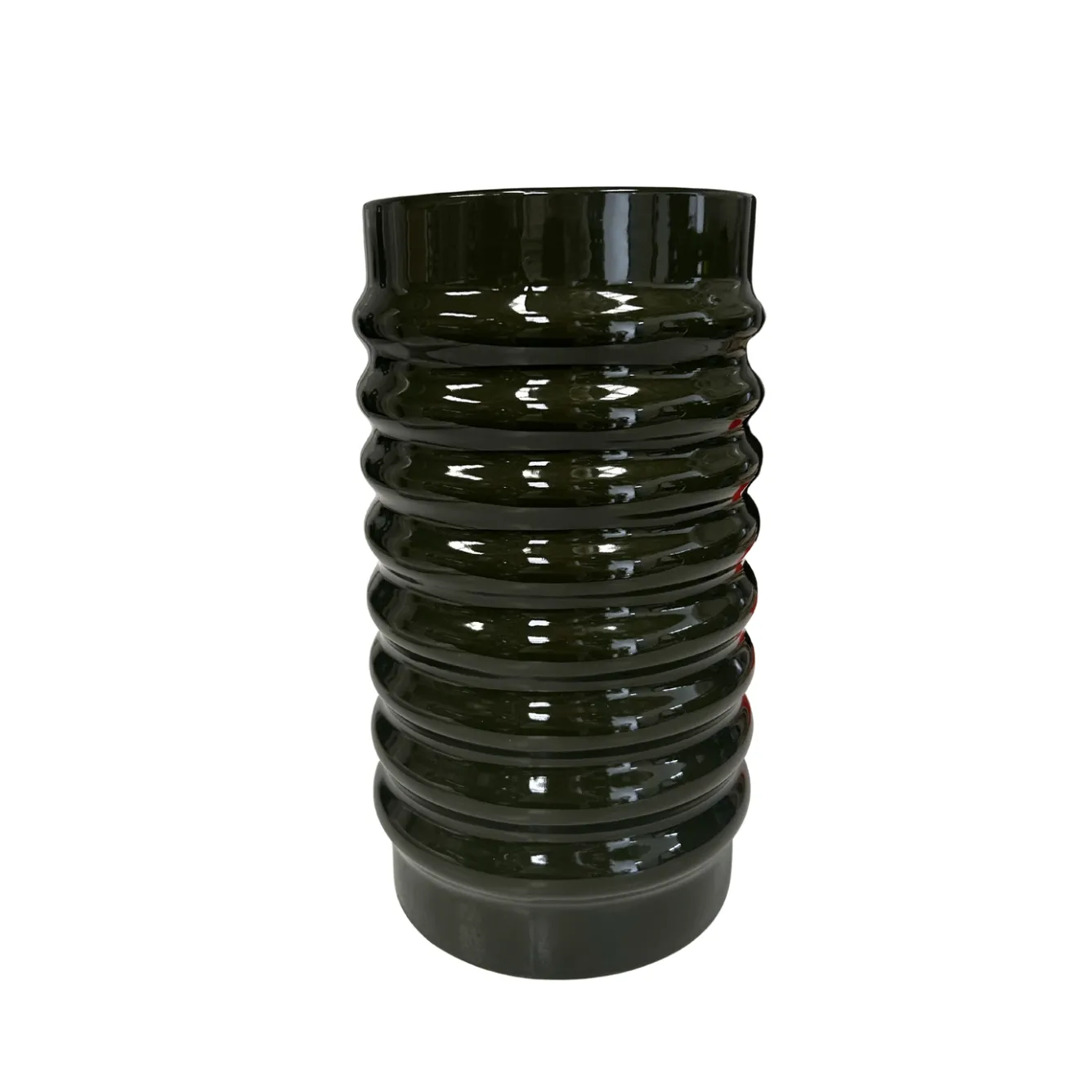 Bottle Green Ceramic Ribbed Vase Large