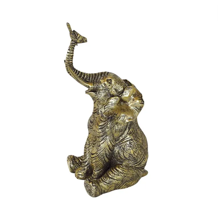 Gold Resin Elephant Trunk Up