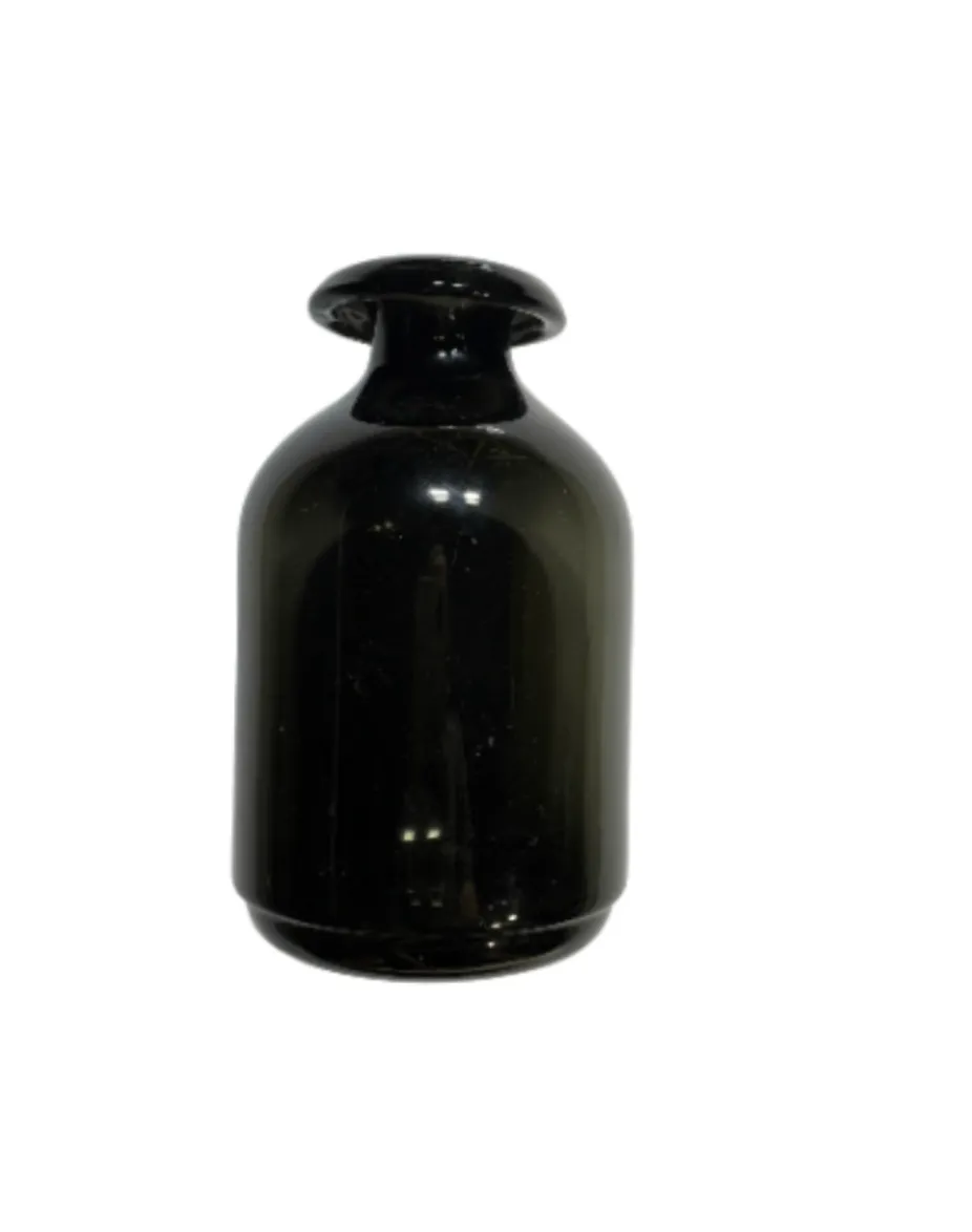 Glass black narrow neck vase short