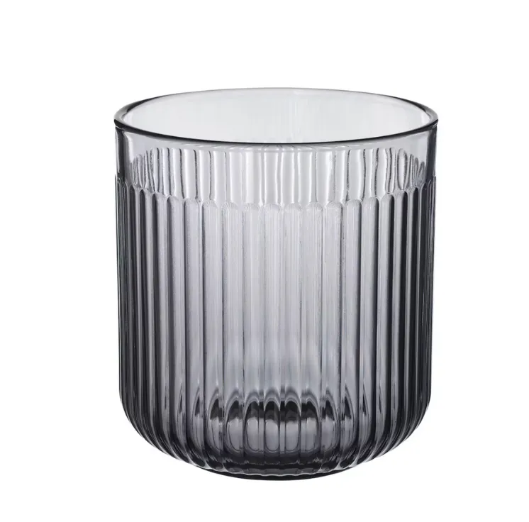 Grey Glass Ribbed Pot
