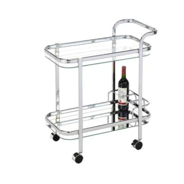 Silver/ clear glass rectangle wine holder Bar Cart