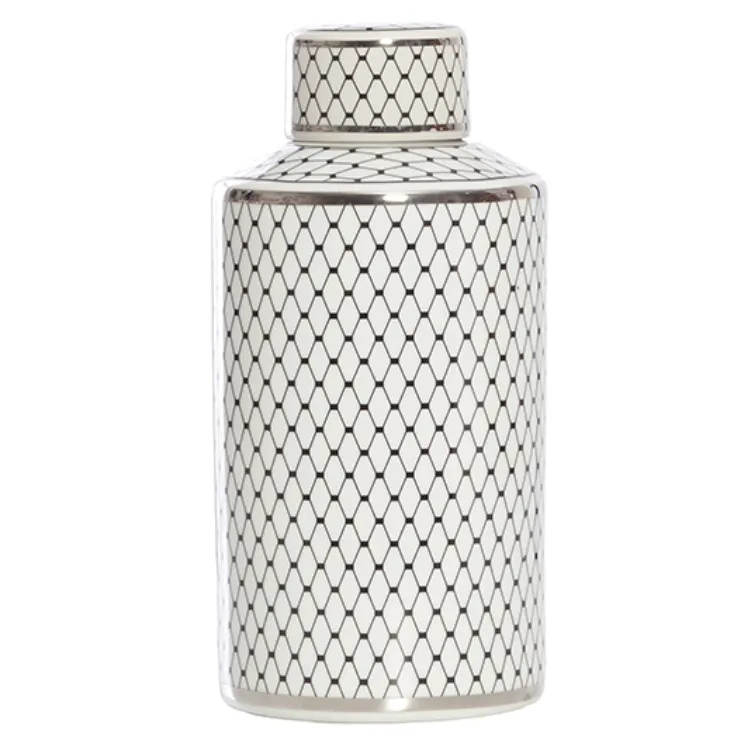 Wht/blk netting ginger jar lge