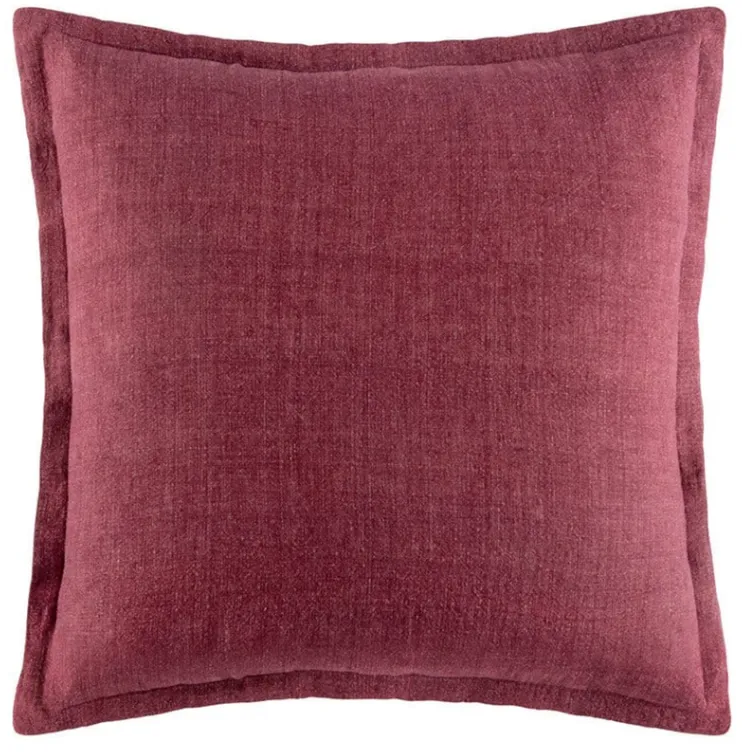 Pink linen plum feather cushion