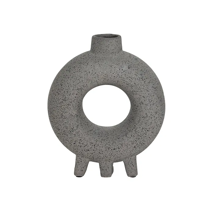 Ceramic grey stone circle vase large