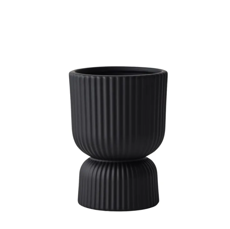 Black Soft Touch Pedestal Vase