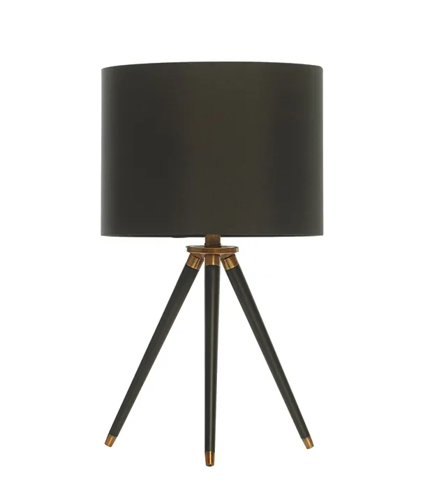 Tripod black w/gold tip table lamp