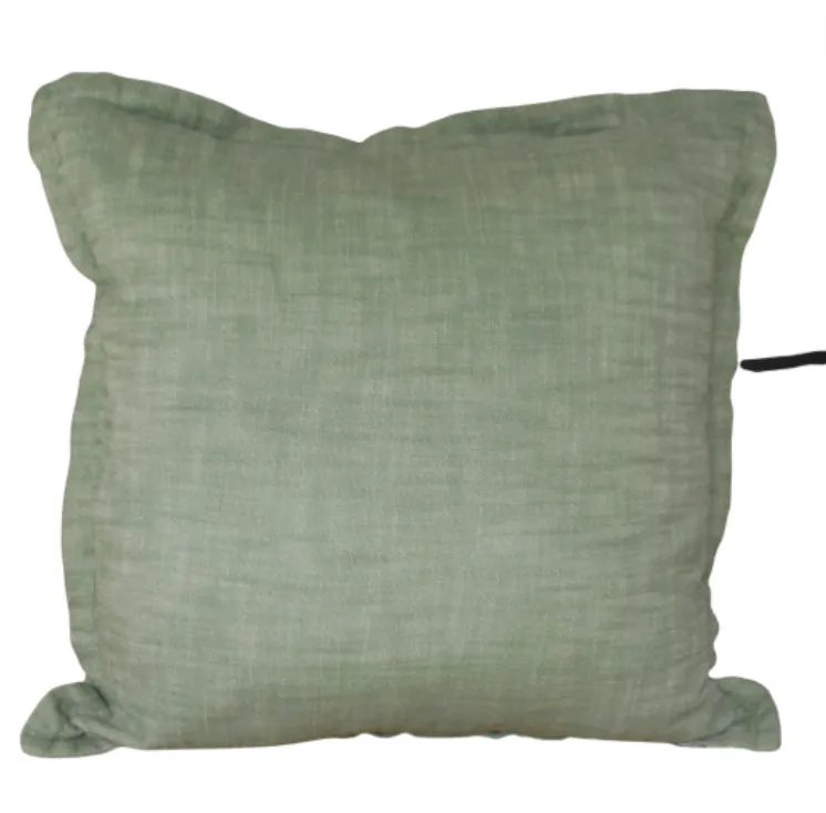 Green stonewash linen poly cushion