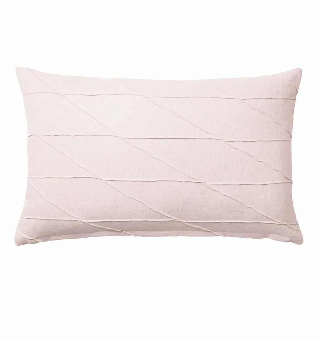 Pink cotton diamond stitch feather lumber cushion
