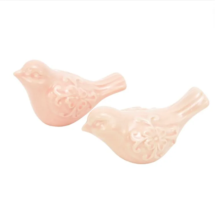 Pink Ceramic Bird Set of 2