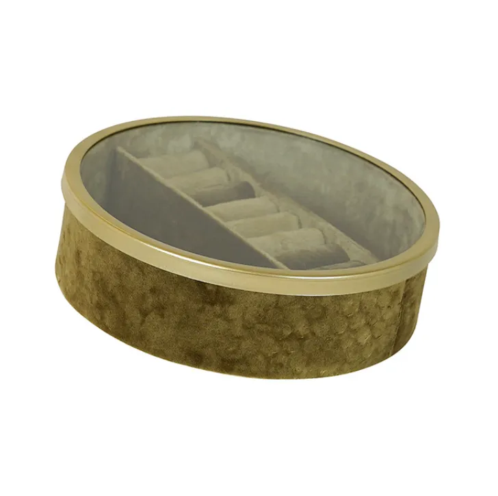 Velvet gold round jewel box
