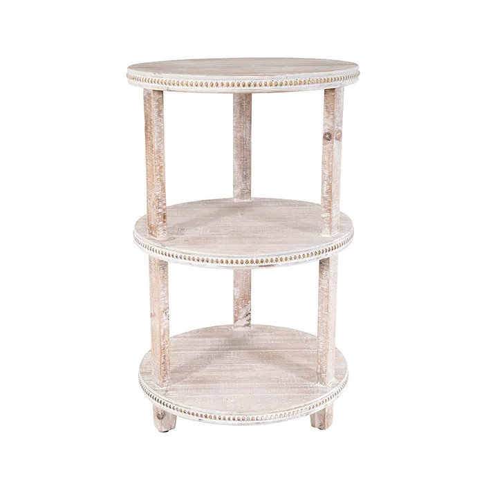 Timber wash triple shelf round table