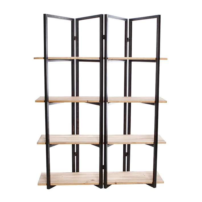 Iron and timber trifold triple shelf