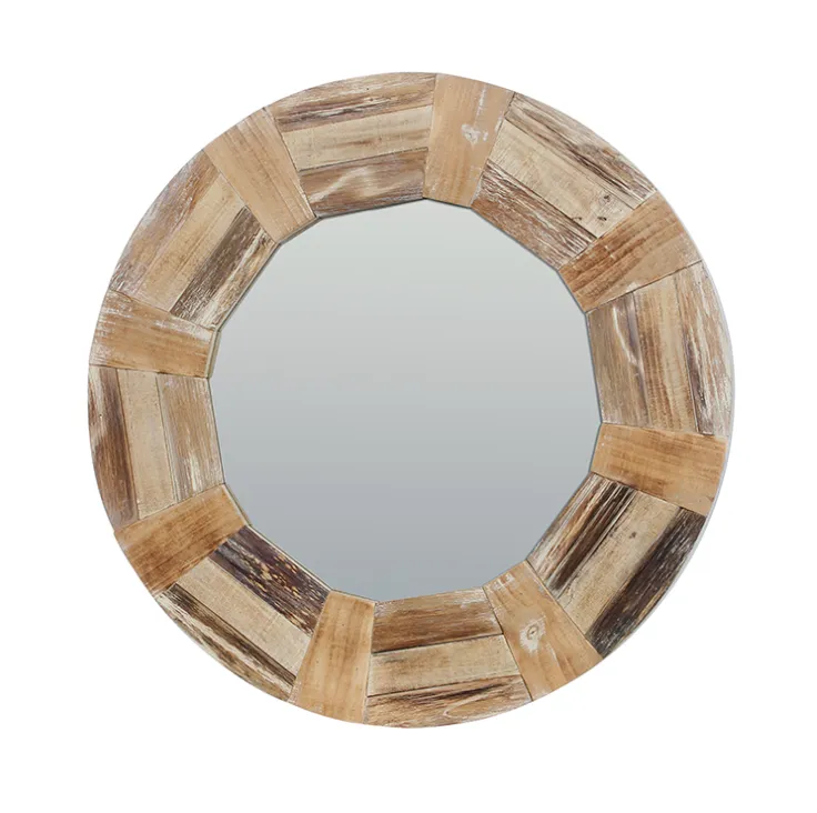 Whitewash driftwood round mirror 80cm