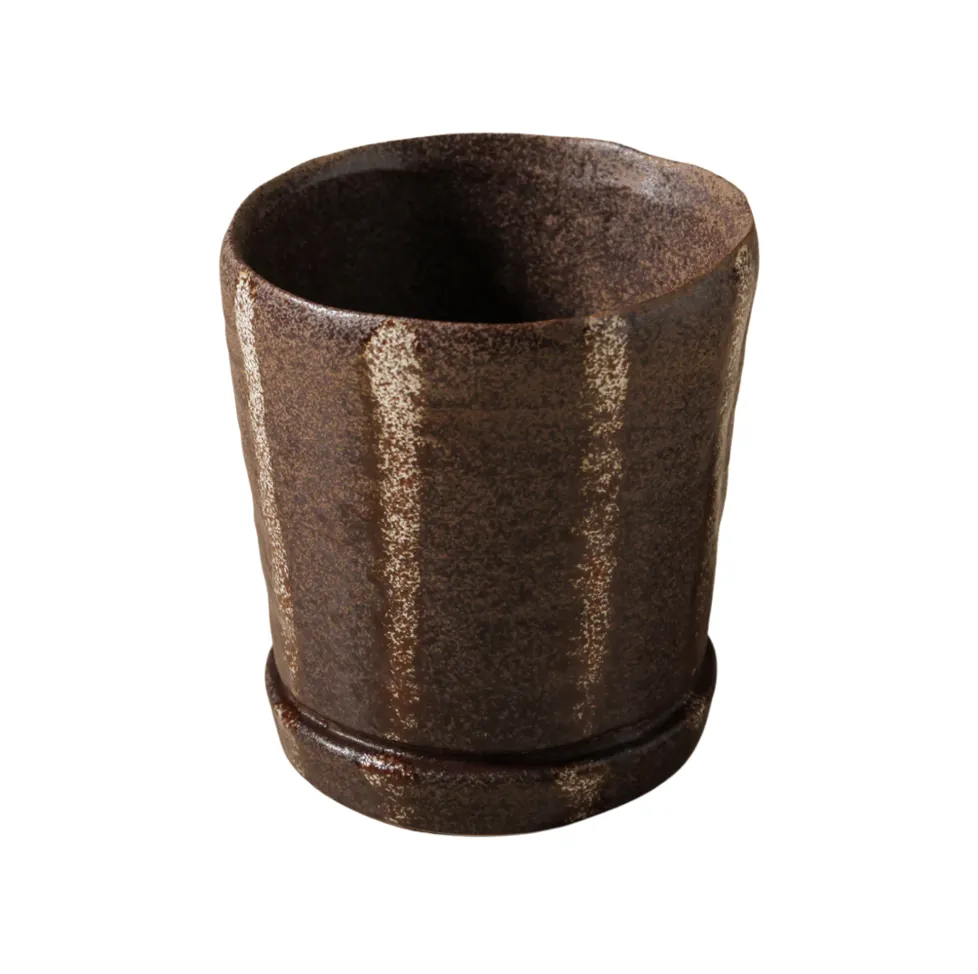 Brown Stripe Terra Pot