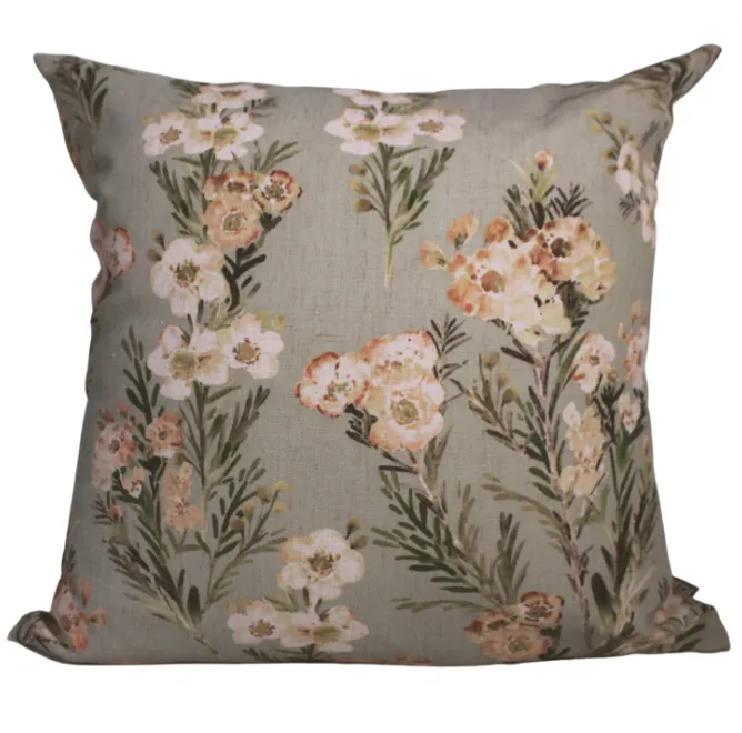 Green floral poly cushion