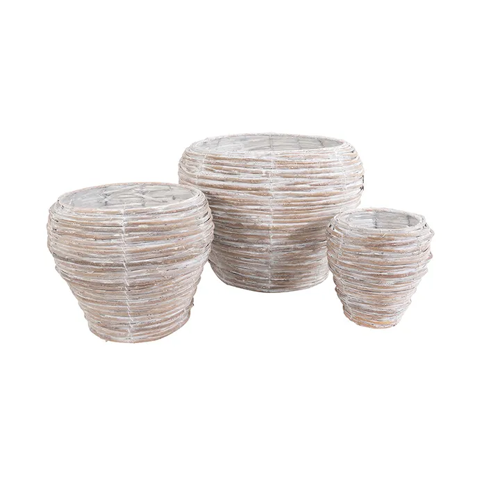 Rattan whitewash pot
