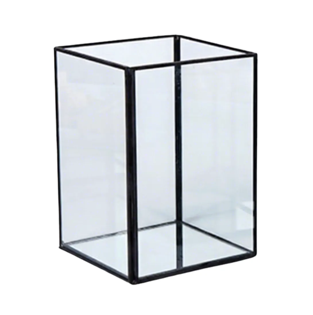 Clear Glass , Black Frame Candle Holder
