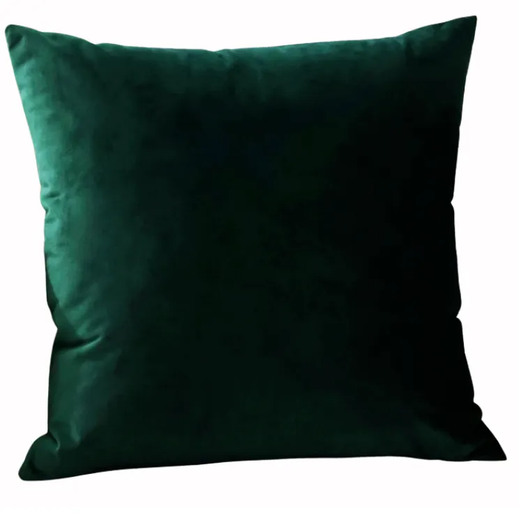Green bottle velvet plain feather cushion