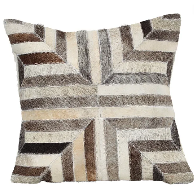 Brown cowhide star pattern poly cushion
