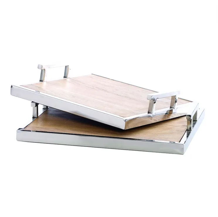 Metal and Mango Wood Square Tray