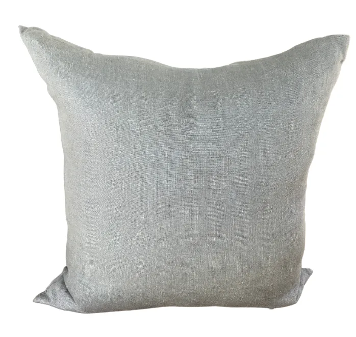 Grey linen tie up feather cushion