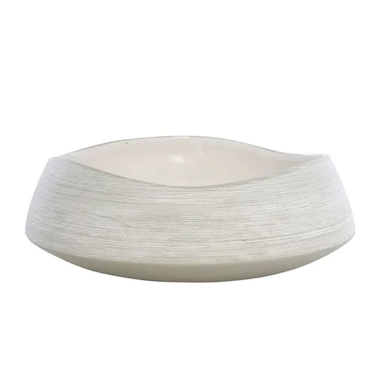 White / Grey Thin Stripe Bowl