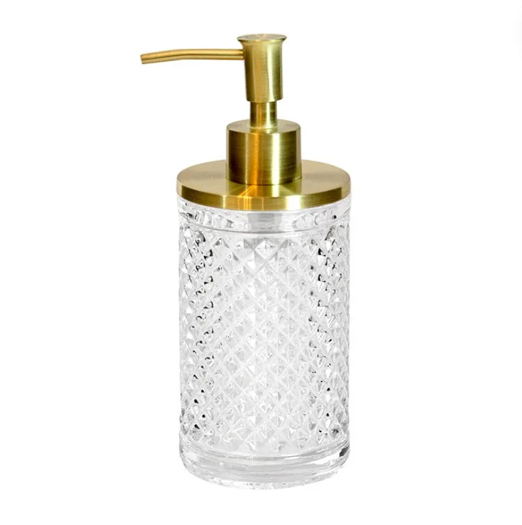 Clear Glass With Gold Soap Discenser