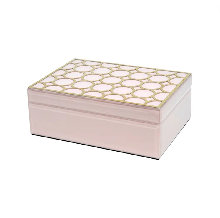 Pink jewel box with gold circle large