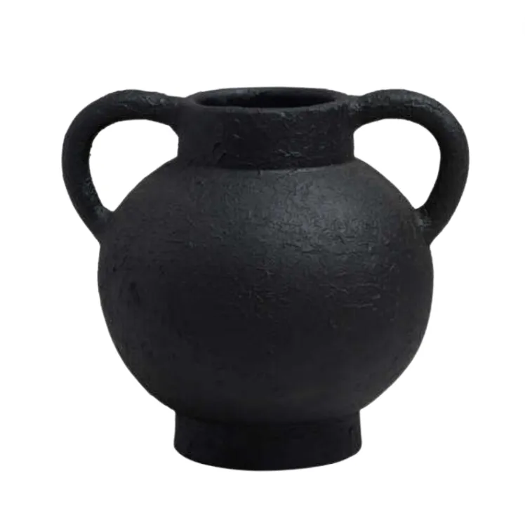 Black Vase with Handles 