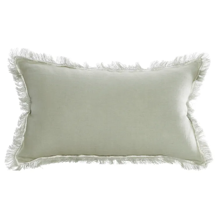 Green sage linen with stitching lumber cushion