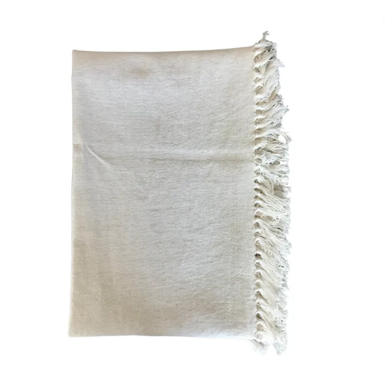 Cream small tassel throw