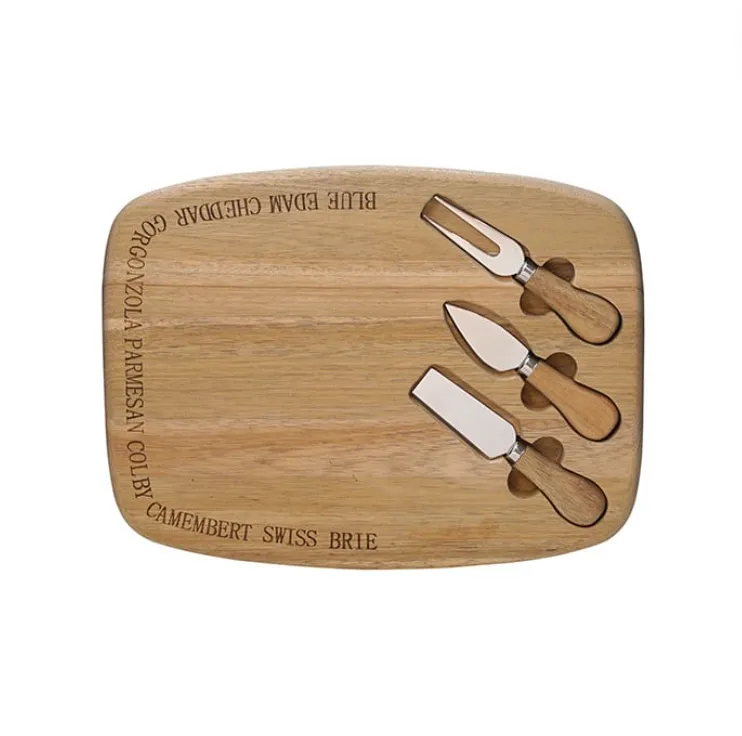 Wooden Cheese Board With Knives