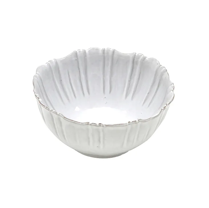 Ceramic white ribbed bowl