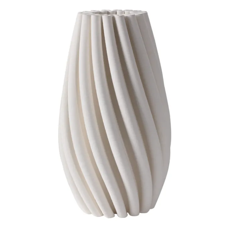 Ceramic White Swirled Vase Large
