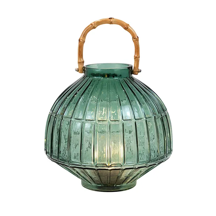Led bamboo handle green lantern