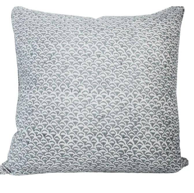 Walter blue cone block print feather cushion