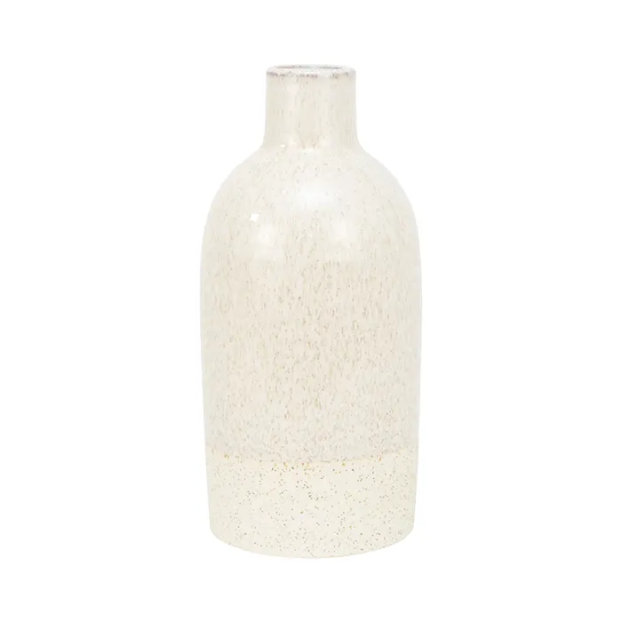Ceramic cream shiny matt vase medium