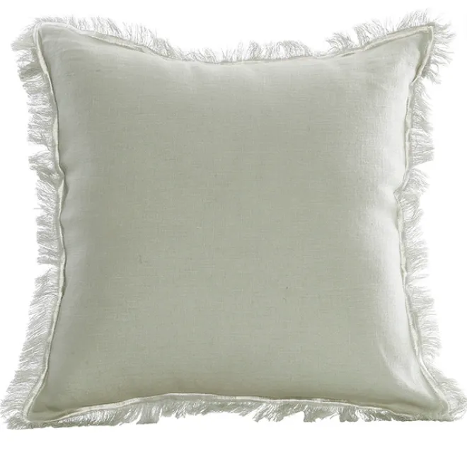 Green sage linen with stitching feather cushion