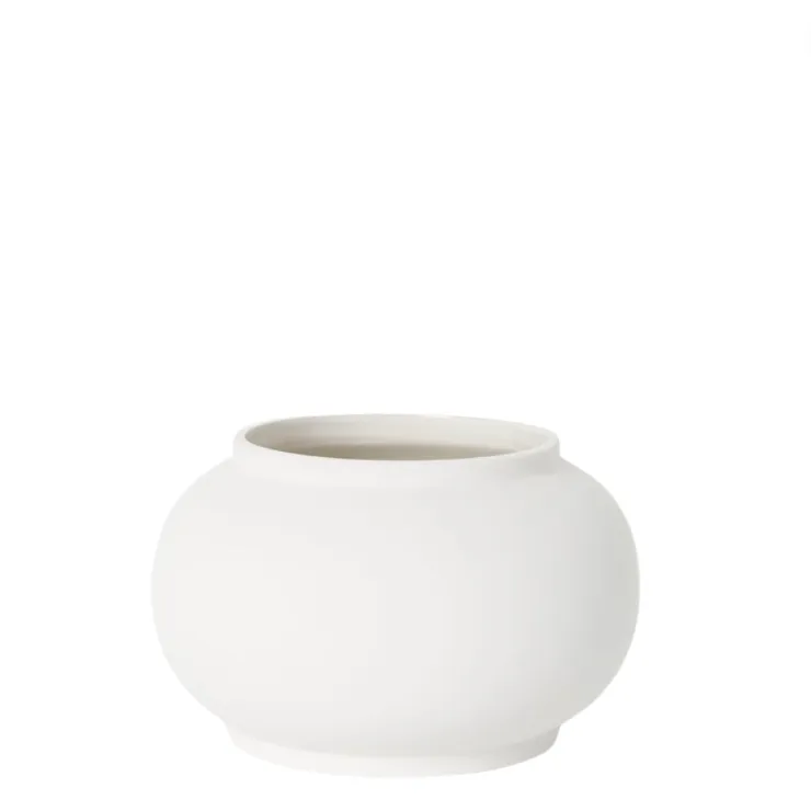 Ceramic white matte vase wide