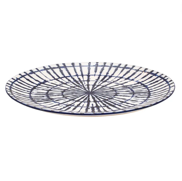 Ceramic Blue /White Stripe Oval Platter