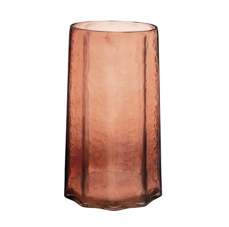 Glass Octagonal Rust Vase Large
