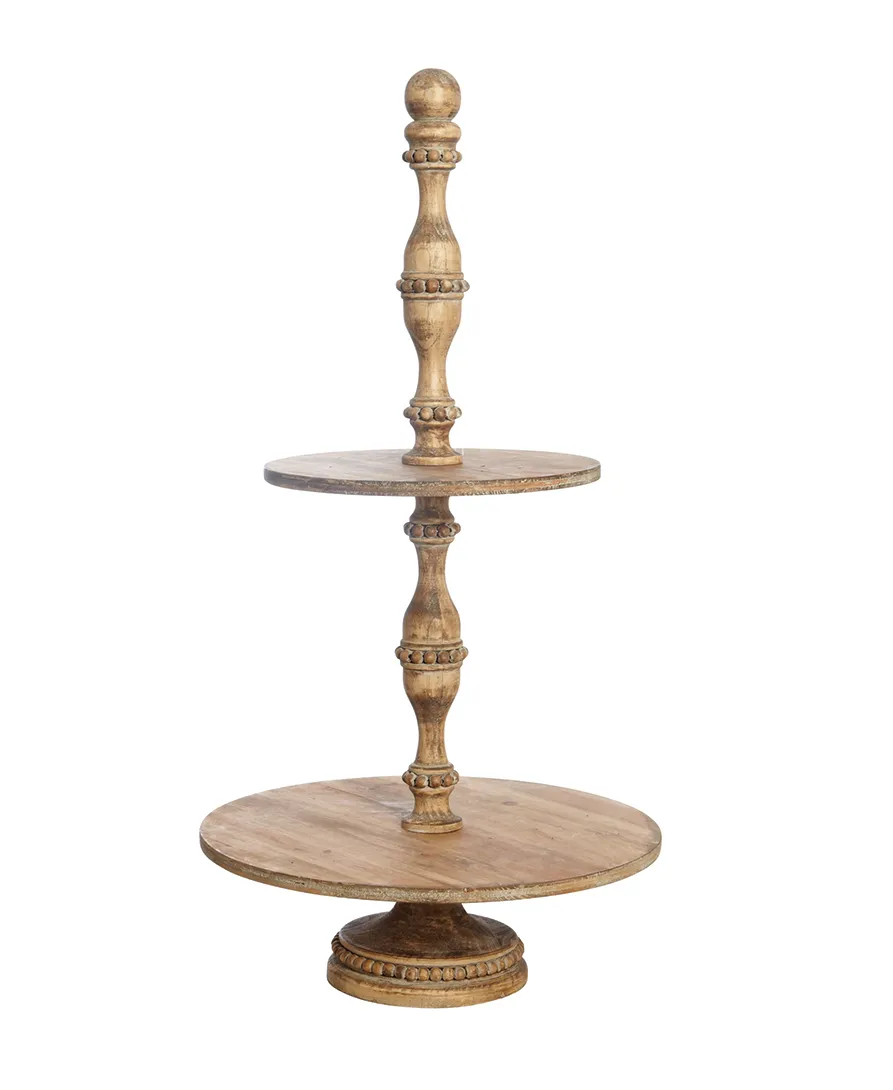 Two tier wooden board stand with beading